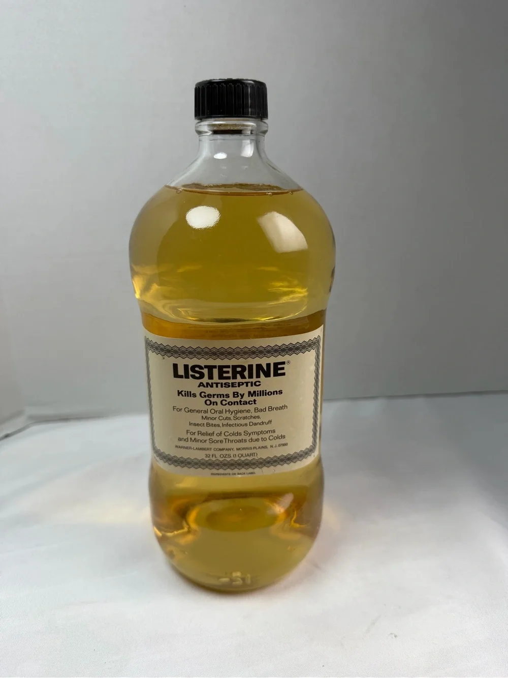 Vintage Listerine Glass Bottle Large 32 oz Paper Label. New Never Opened